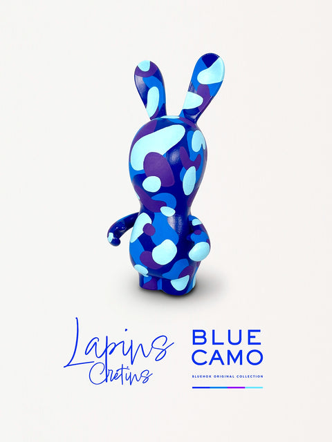 Art toy - Lapins crétins "Blue camo" - Peint à la main - 1 exemplaire.