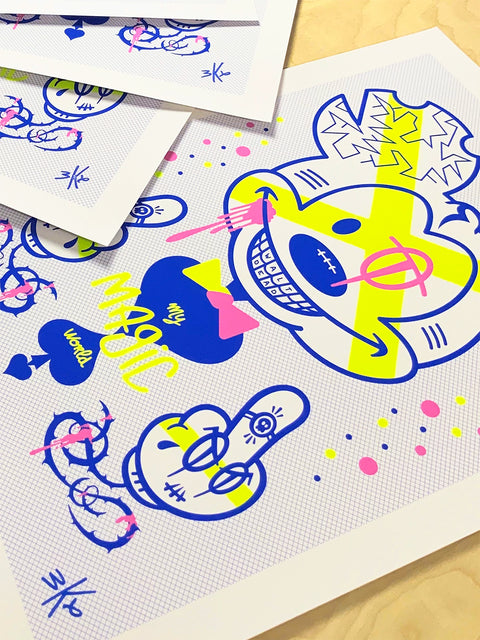 zoom sur un tirage d'art mickey pop art