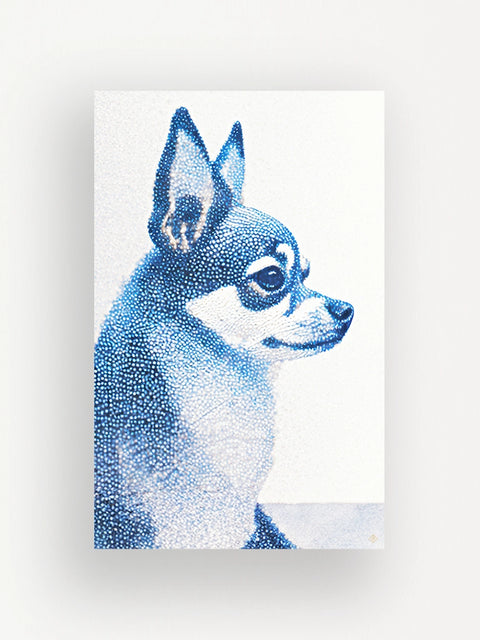 zoom sur un tirage d'art 12x19 cm - sujet : chihuahua - collection art hybride de Bluehok