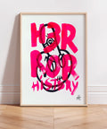 tirage d'art fuck pop art "horreur de l'histoire" rose fluo format A2