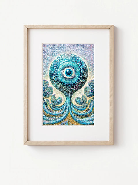 tirage d'art 12x19 cm - sujet : pieuvre - collection art hybride de Bluehok
