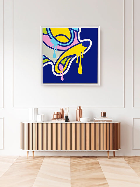 tableau de bambi qui pleure "pop art" 80x80 cm ambiance bleu